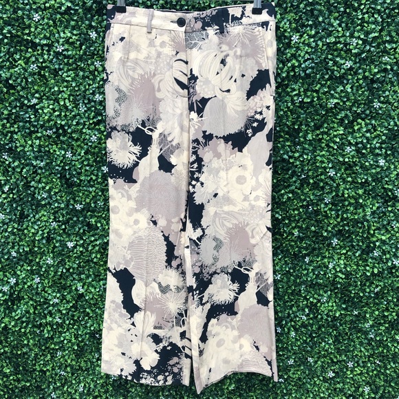 Dries Van Noten Black and Beige Flower Trouser 36 - Picture 2 of 7